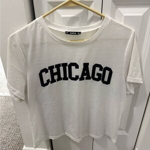 SHEIN White Tee with Chicago Print